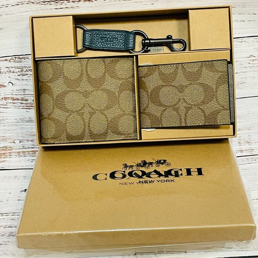 NWT Coach Boxed 3 In 1 Wallet Gift Set In Colorblock Signature Canvas - Picture 4 of 7